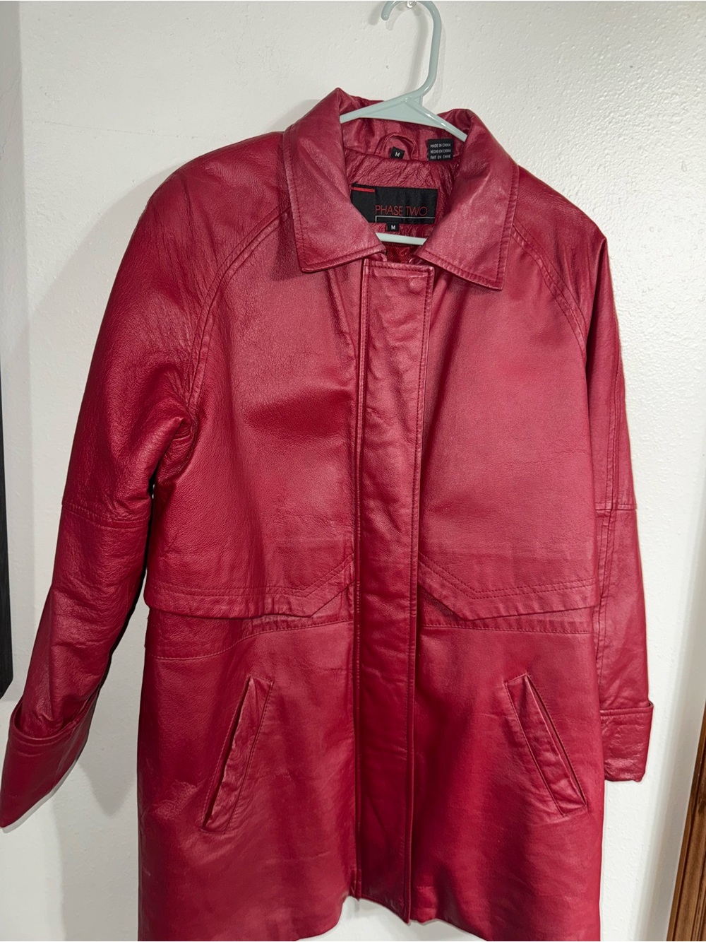Vintage Phase Two Women's Red Leather Coat